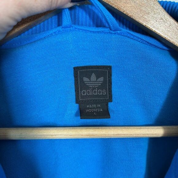 VTG Y2K Adidas Trefoil Track Jacket Mens L Blue 3 Stripe Full Zip 2005 - Picture 7 of 9